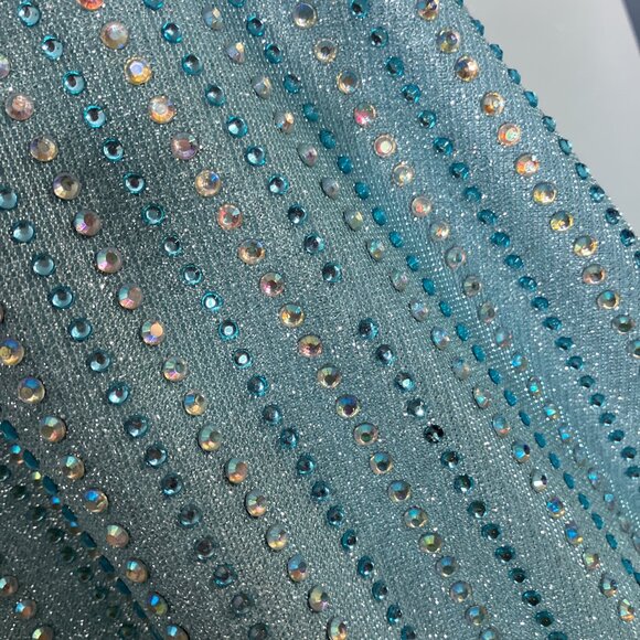 TLC Say Yes To The Prom 5 Blue Silver Rhinestone Bling Strapless Lace Up Dress - Picture 10 of 12